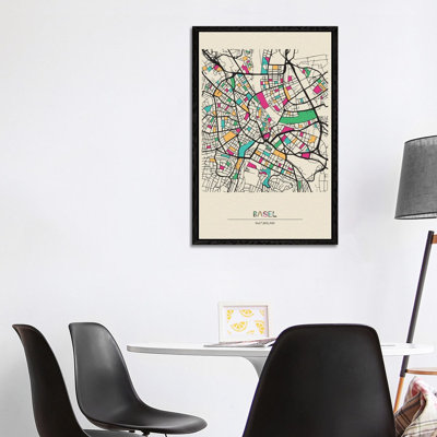 Basel, Switzerland Map 1 Piece Wall Art on Canvas