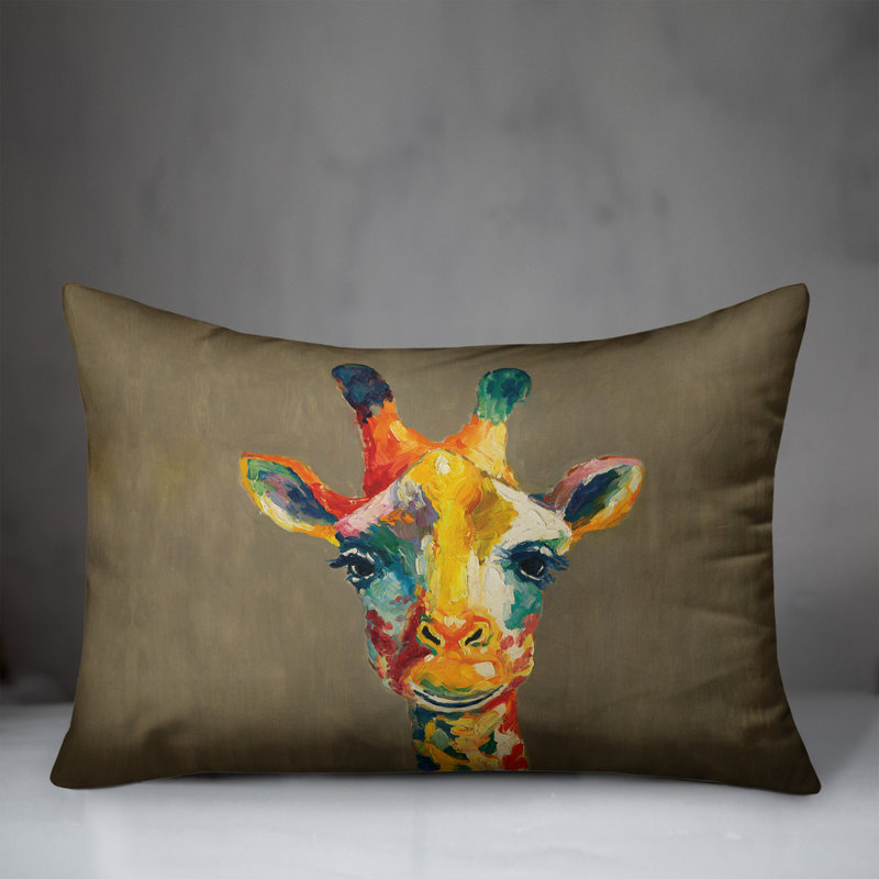 Giraffe Outdoor Rectangular Pillow Cover & Insert, Brown