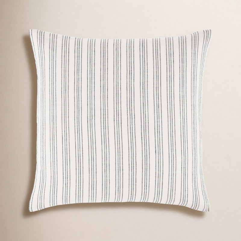 Lush Linen Stripe Sham, Euro, Slate Blue