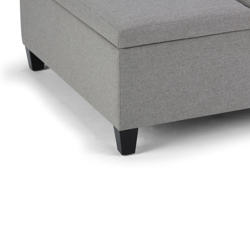 Ellis 36" Dove Grey Linen Look Fabric Coffee Table Ottoman