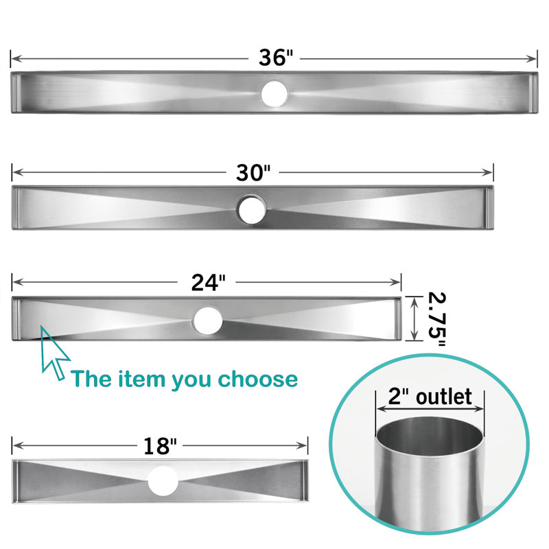 24 In. Stainless Steel Linear Shower Drain With Tile-In Pattern Surface