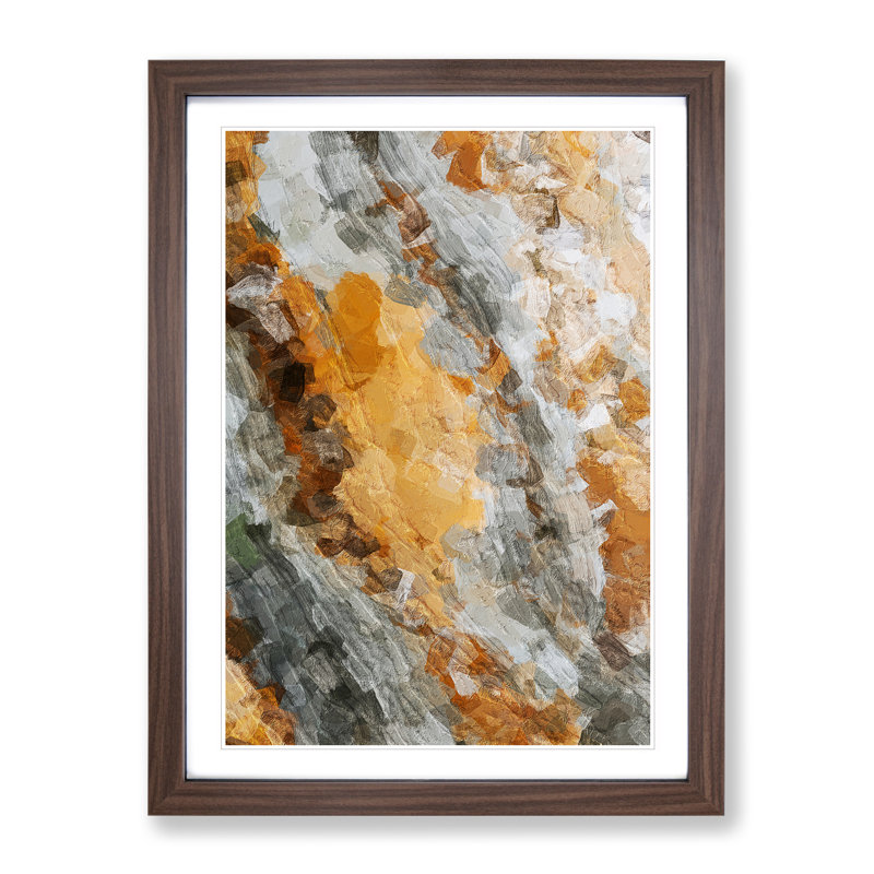 Brown Sugar Abstract - Wall Art, 48cm H x 36cm W, Walnut Framed, White