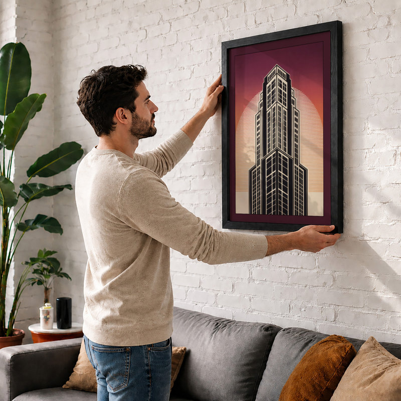 Skyward Art Deco - Framed Print, A1 - 84.1 x 59.4 cm, White