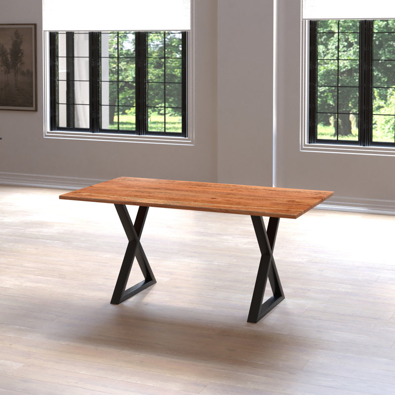 Jarryn Solid Wood Top Metal Base Dining Table