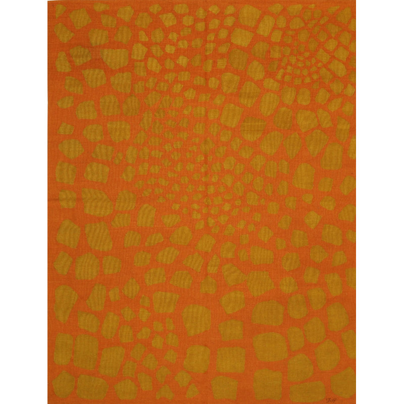 6x8 Coral Flat Weave Wool Fading Pebbles Geometric Modern Contemporary Carpet Rug, Pink