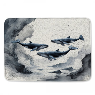Humpback Whales In Ocean Bath Mat