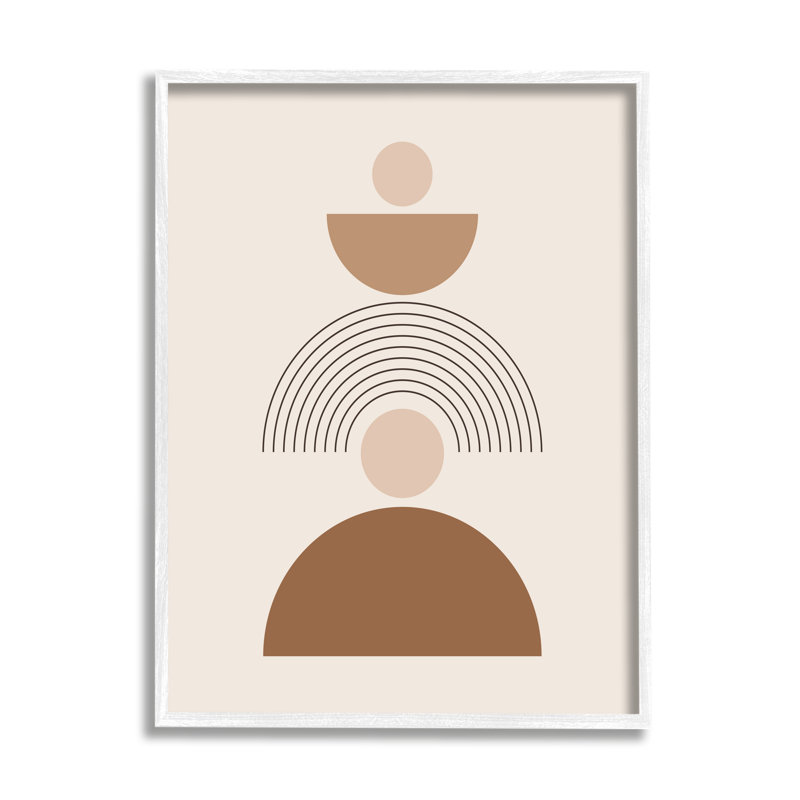 Impression de formes boho empilées sur bois, Giclée encadrée blanc bord de mer, H 14 po x l 11 po x P 1,5 po
