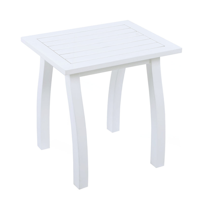 SELMA Acacia Wood Accent Side Table In White PU, Weather-Resistant Rectangular End Table For Patio, Garden, Lawn, And Living Room(White PU)