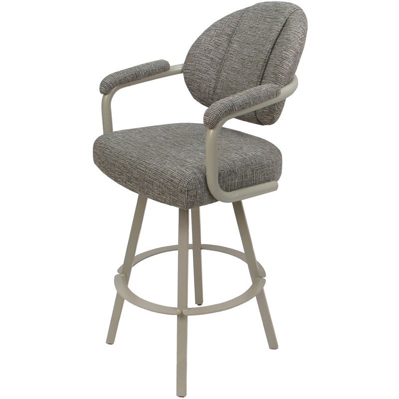 Tabouret de comptoir pivotant 30 po Mahlum, Mélange de polyester brun clair / cadre beige