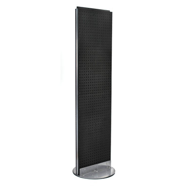 Two-Sided Pegboard Floor Display on Revolving Base. Spinner Rack Stand. Panel Size: 16"W x 60"H