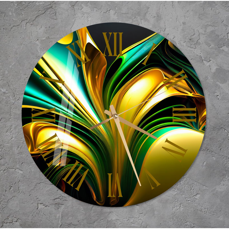 Horloge murale silencieuse en verre trempé, Or