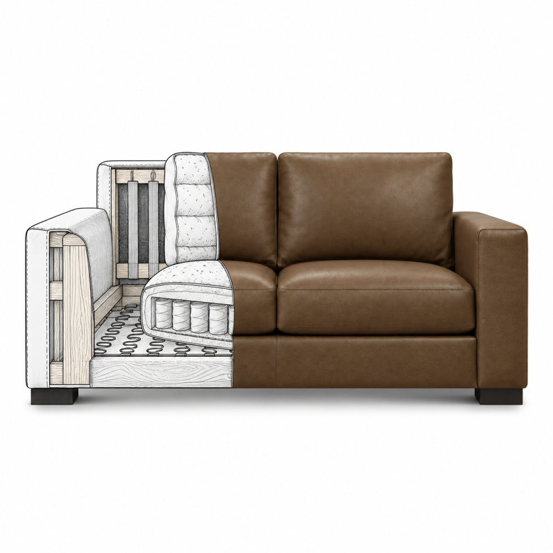 Novella Stately 100% Top Grain Leather Loveseat, Made to Order, Napa Ranch