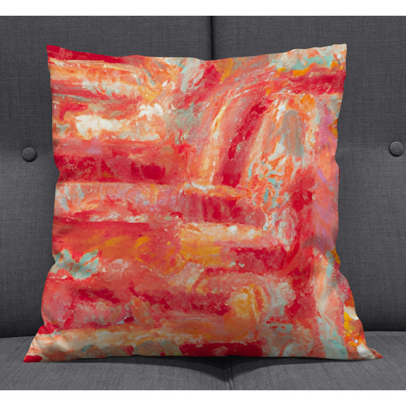 Throw Pillow With Insert, 20"H x 20"W, Red Abstract 9