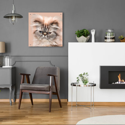 Art mural en verre Latitude Run «Persian Cat Face Bf» par Carol Cavalaris