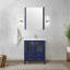 Aménagement de meuble-lavabo bleu marine avec comptoir en céramique, miroir captivant de 28 po, conception de compartiment à fermeture douce et rangement substantiel avec plateau, tiroirs de fermeture, grand-531217731