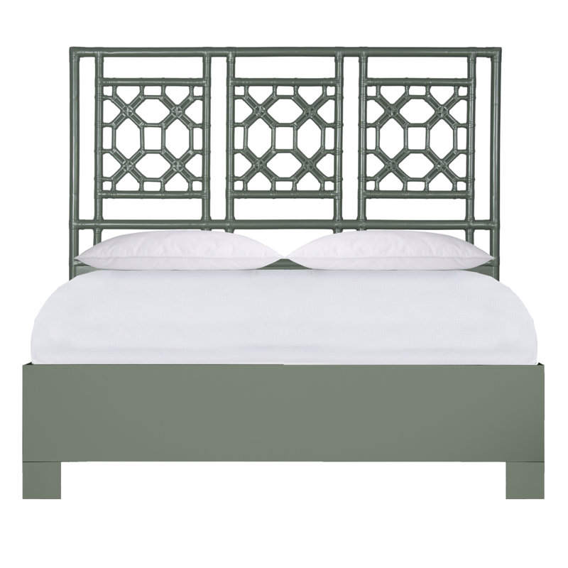 Lattice Back Platform Bed, Queen, Evergreen