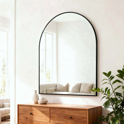 Arched Metal Framed Bathroom Mirror