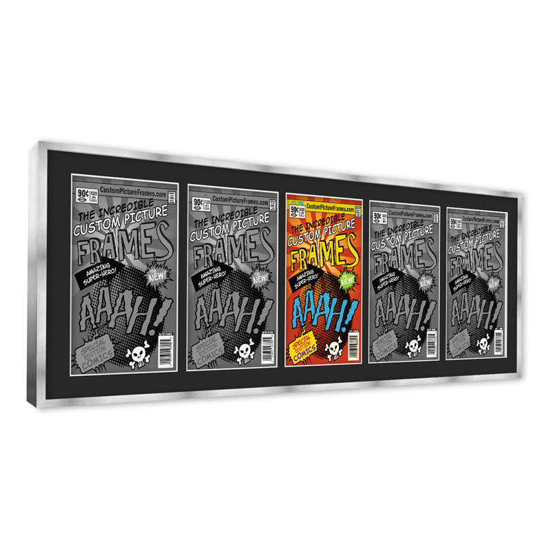 Wood Picture Frame with Mat, 6.875" x 10.5", Silver/Black, 44" x 14"
