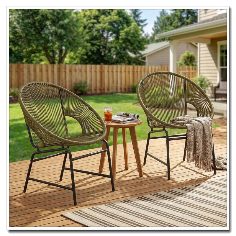 Ensemble de chaises de patio en osier, Vert