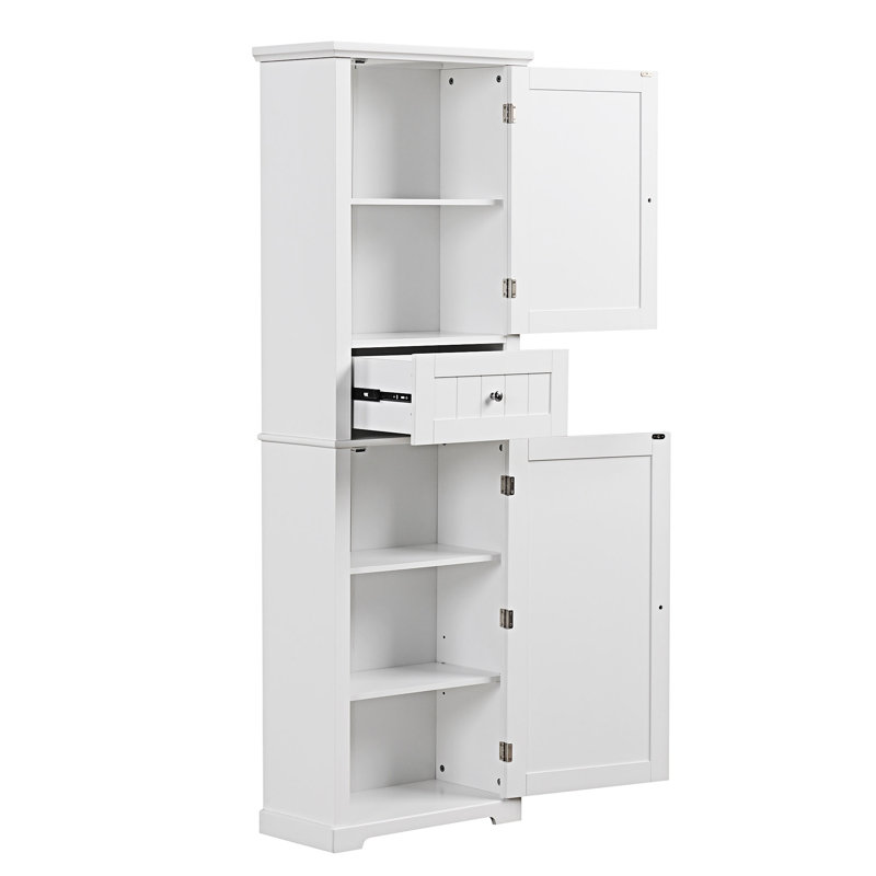 Tall Bathroom Storage Cabinet With Drawer And Adjustable Shelf, White