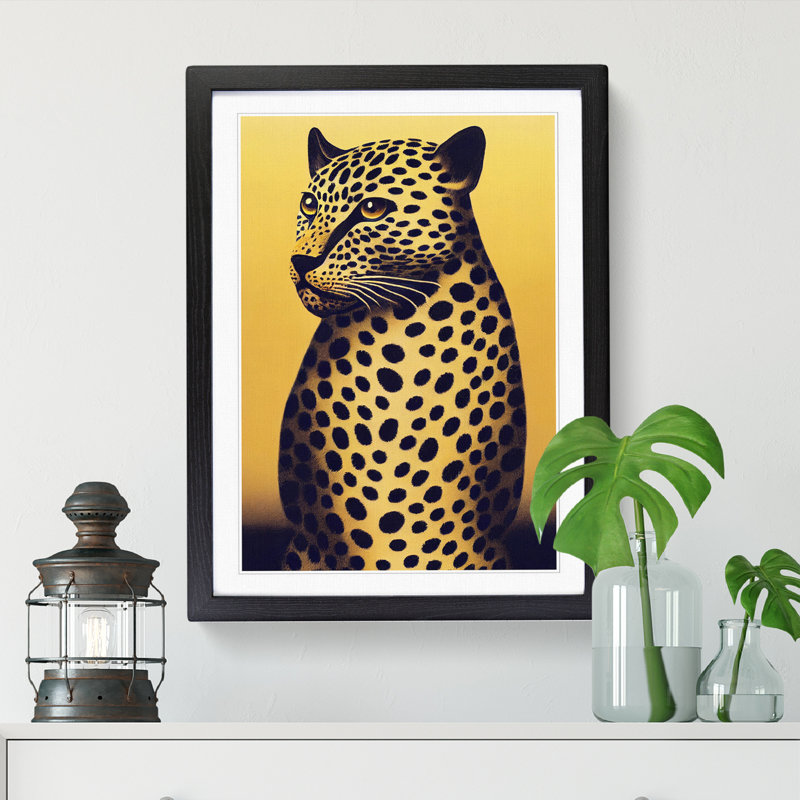 Lenneke Leopard Modern Art Vol.2 - Single Picture Frame Print, Black, 46cm H x 34cm W x 2cm D