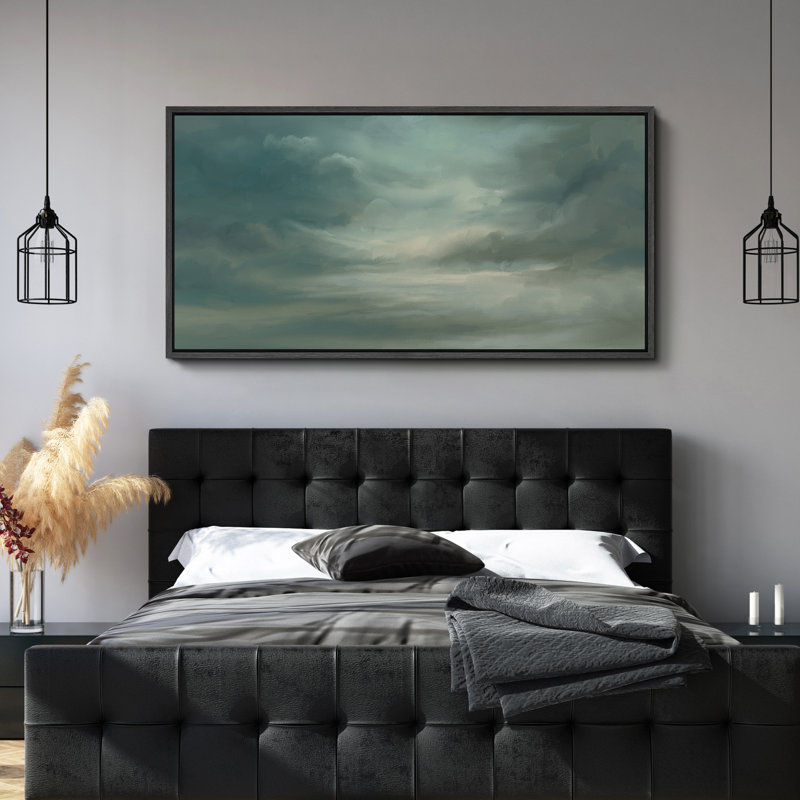 Impression sur toile encadrée «Green Tunes Relaxing Calm Clouds», Noir, noir, noir, noir, H 30 po x l 60 po