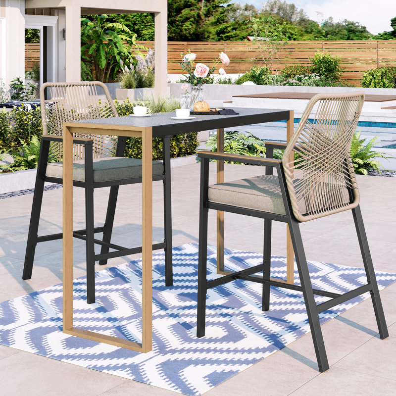 2 - Person Rectangular Outdoor Dining Set With Cushions