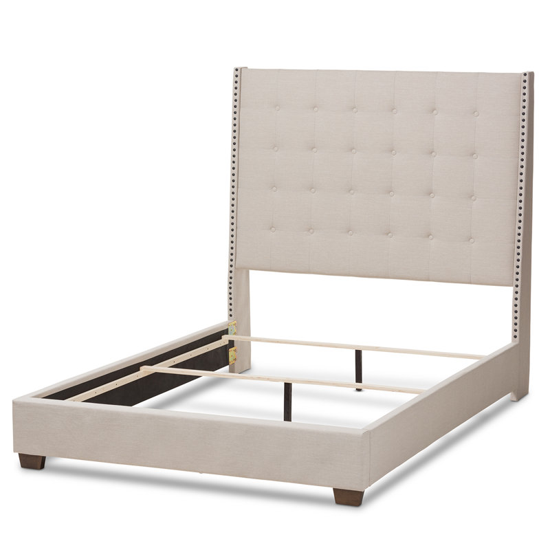 Kletter Upholstered Wingback Bed, King, Beige
