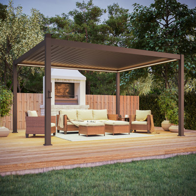 Metal Louvered Pergola with Solar Lights