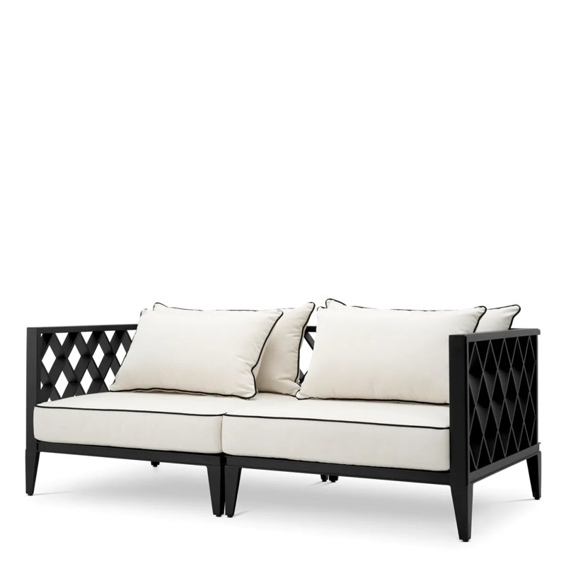 Outdoor 2 - Seat Loveseat, Beige Cushion/Black Frame