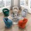 Fauteuil rembourré en velours avec base ronde-1987203451