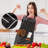 2 Pack Adjustable Bib Apron With 2 Pockets Chef Cooking,Black/Brown Stripes