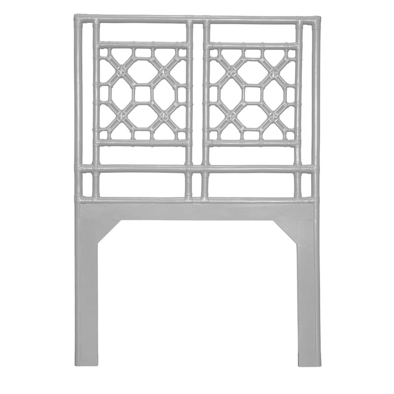 Lattice Back Open-Frame Rattan Headboard, Twin, Light Gray