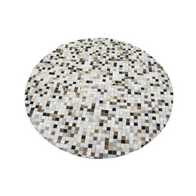 Geometric Design Cowhide Patchwork Modern Rug