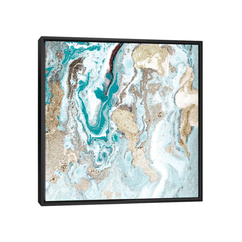 Turquoise II 1 Piece Single Picture Frame and Floater Frame Wall Art on Canvas, 66.04 cm H x 66.04 cm W, Black Framed
