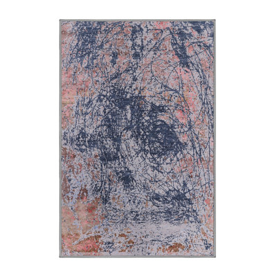 Tapis abstrait bleu marine / brun