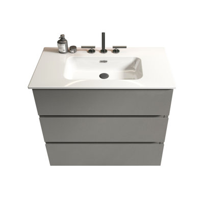 36" Grey Bathroom Cabinet - Large Space, Silent Function Modern Vanity Grey, One Sink Basin, Pre-Assembled