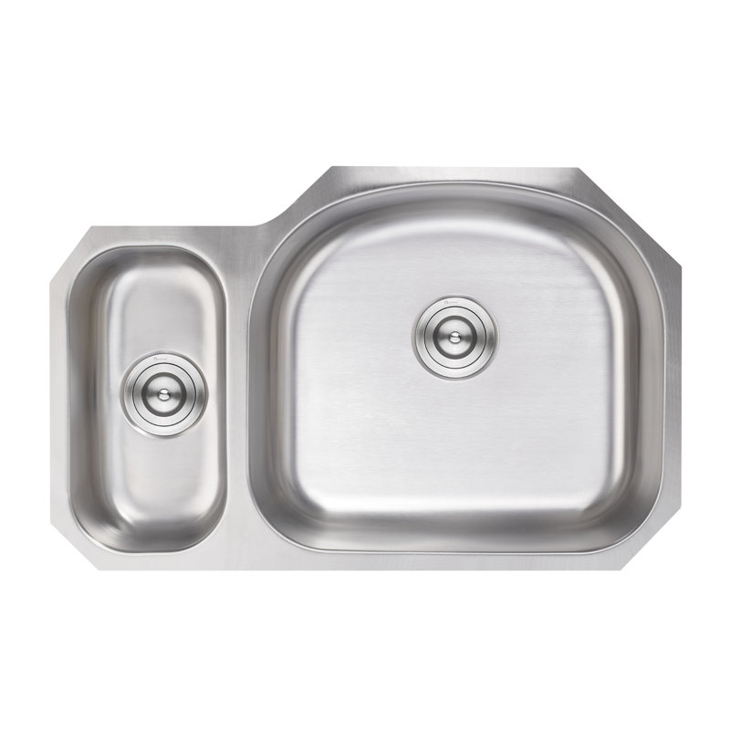 32" x 21" Undermount Stainless Steel Double Bowl Kitchen Sink, Double bol 20/80