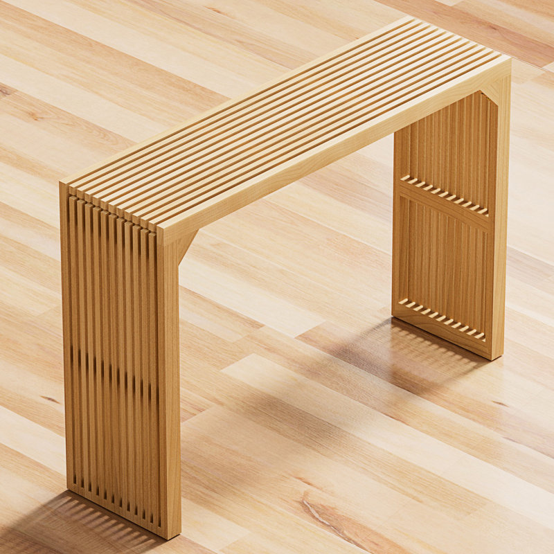 Solid Wood Bench, Entryway Bench, Living Room Bench, Slat Design Bench, 31.93" H x 46.27" W x 13.04" D