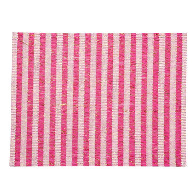 Ensemble de napperons de table de salle à manger 16 x 12 pouces, ensemble de 6 napperons rectangulaires de cuisine - rayures roses, facile à nettoyer, napperons rayés en plastique rose, essuyables, durables