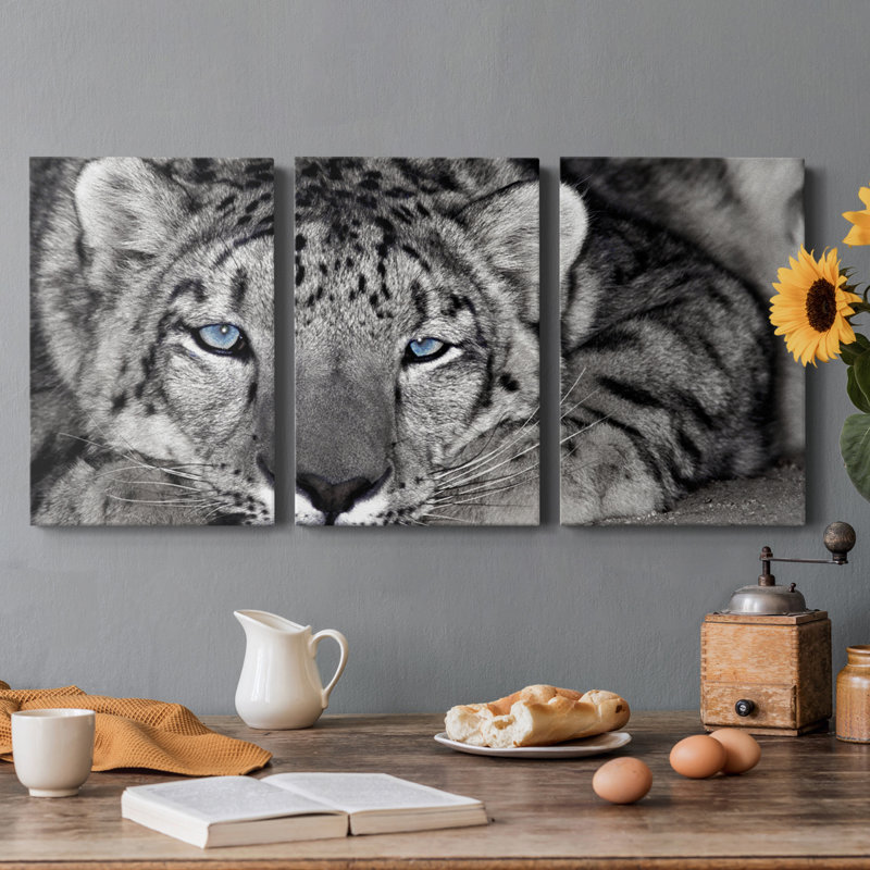 Snow Leopard Sanctuary - Toile tendue avec châssis de qualité supérieure - Prêt à être accroché, H 27 po x l 54 po x P 1 po