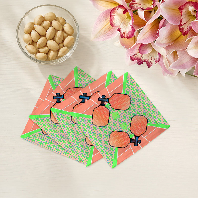Pickelball Anyone Cotton Sateen Cocktail Napkins, Pam and Emma