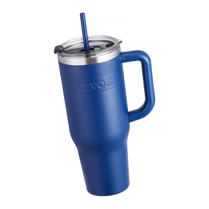 Bouteille d'eau isotherme de 1,2 L (40 oz), tasse à café de sport en acier inoxydable avec couvercle, tasse de voyage portable à double paroi, gourde d'hydratation étanche pour le camping, le travail, bleue, conçue pour une utilisation intérieure et extérieure (école).