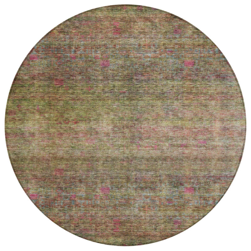 Umbrea Green Washable Indoor-Outdoor Rug - , 2'3" x 7'6"