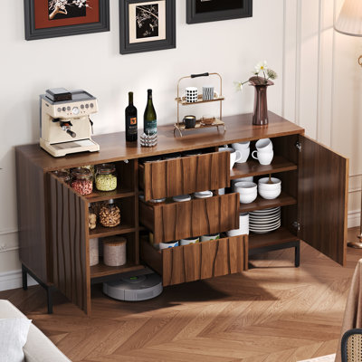 Dark Oak Grain Sideboard With 3 Drawers