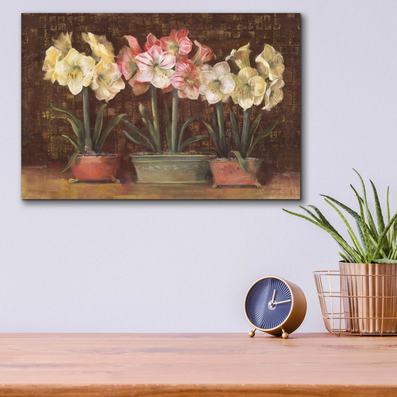 "Amaryllis On Brown" par Carol Rowan, H 12 po x l 16 po x P 0,13 po