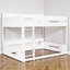 Lit superposé grand sur grand, tablettes de rangement intégrées et station de charge, minimaliste contemporain, chambre à coucher commune-124018593