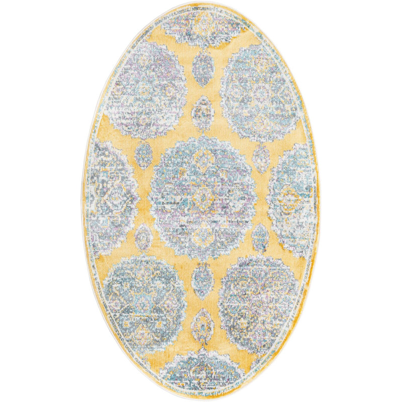 Haefner Floral Indoor Rug, Oval 3'3" x 5'3"