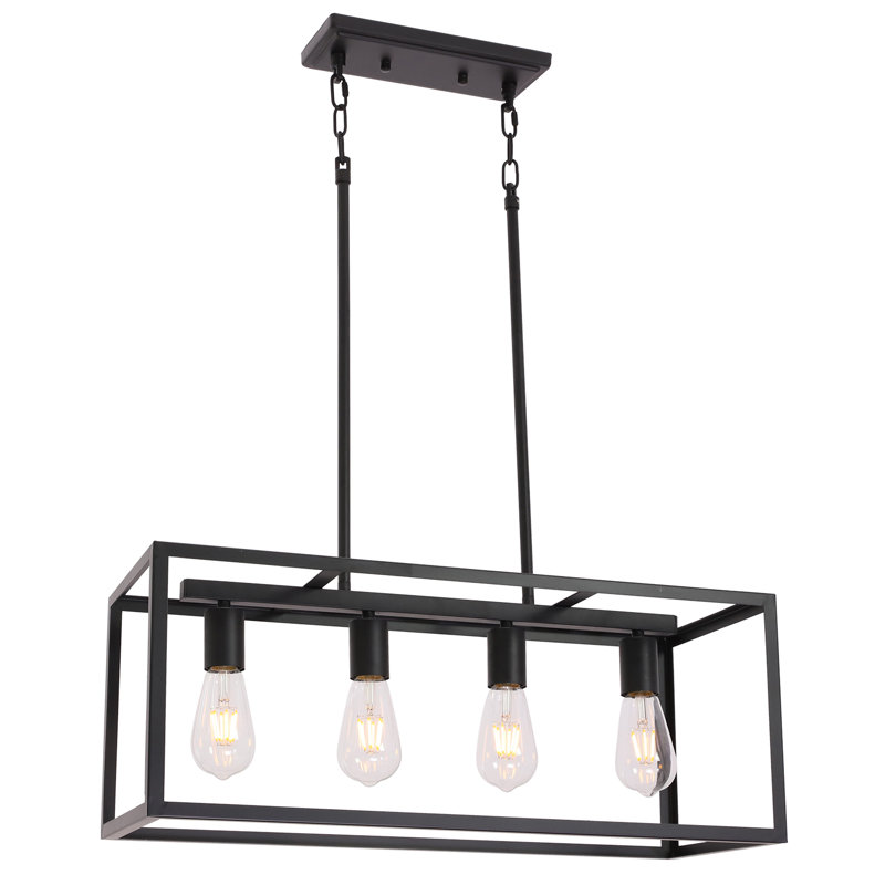 Luminaire suspendu pour îlot de cuisine 4 lumières Guiterrez, Noir