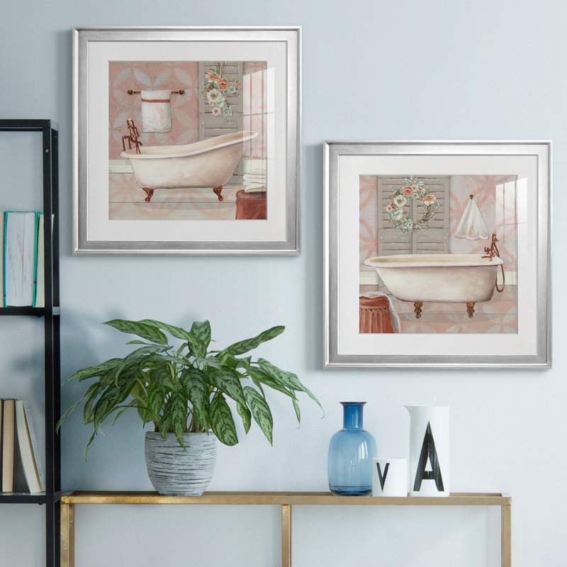 «Blush Bath I», ensemble de 2 reproductions sur toiles tendues, H 22,5 po x l 45 po x P 1,5 po, Blanc